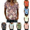 Women V Neck Short Sleeve Floral Print Casual Loose Fit Soft Lightweight Comfortable T Shirt Blouse for Everyday