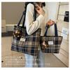 Da&s Women's Plaid Tote Bag, Large Capacity, A4 Size, Zippered, Lightweight, Stylish, Simple, Casual, Large, Popular for Shopping, Commuting, School,