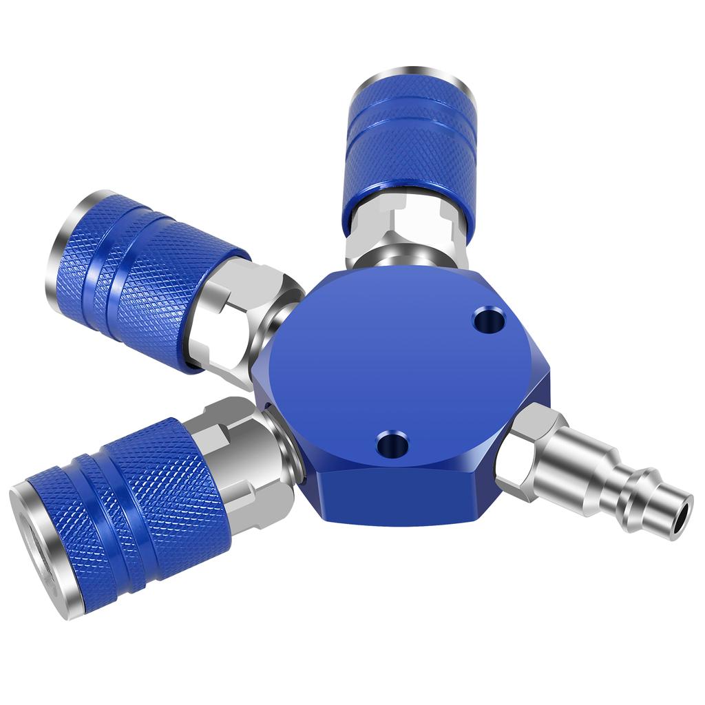 3 Way Quick Connector Air Compressor Manifold 1/4inch Hose Fitting Max 300psi Coupler Manifold Multi Splitter
