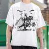 Jesus Riding Dinosaur Tshirt Funny UFO Graphic T Shirts Woman Man Offensive Cool Shortsleev Casual Outdoors Cotton Tops Tees