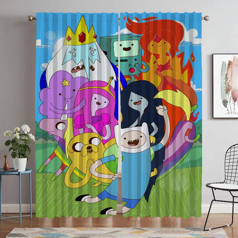 

Adventure Time Kitchen Curtains for Living Room Curtain Halloween Decoration Home Interior Curtains 2 Pieces Shades Partition W50xH70cmx2pcs-CL