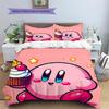 Kirby Patterned Pillowcase & Duvet Cover Set Anime Decorative Stylish Bedding for Bedroom Use Thoughtful Gift.-TING