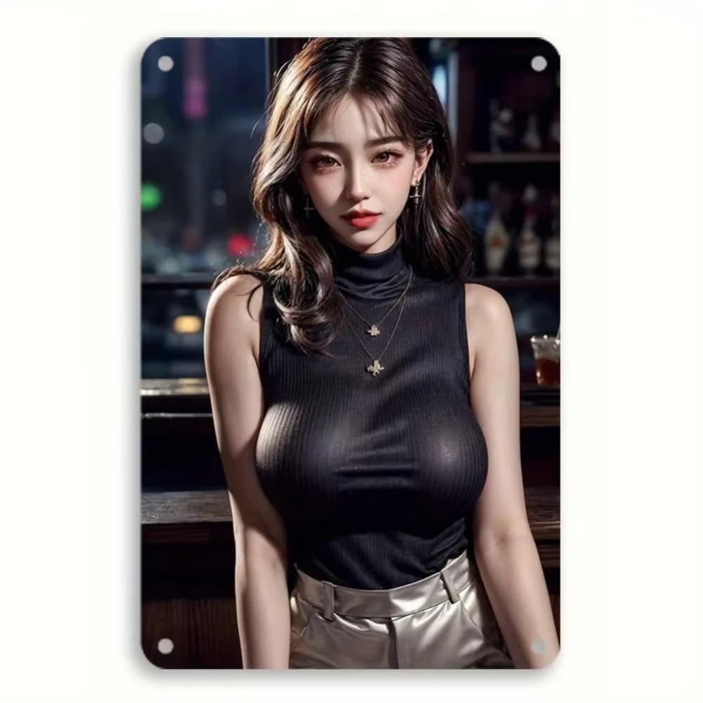 Винтажное Металлическое Настенное Искусство Черно-Белый Ретро Портрет Домашний Декор 8x12 Дюймов 20x30cm белый