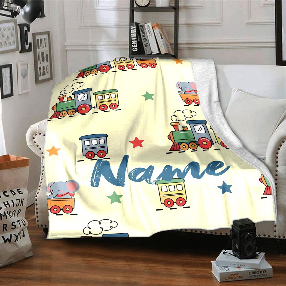 Custom Name Cute Cars Theme Printed Blanket - Perfect for Couch, Bed, Travel & Outdoor Use | Machine Washable, Cozy & Durable.