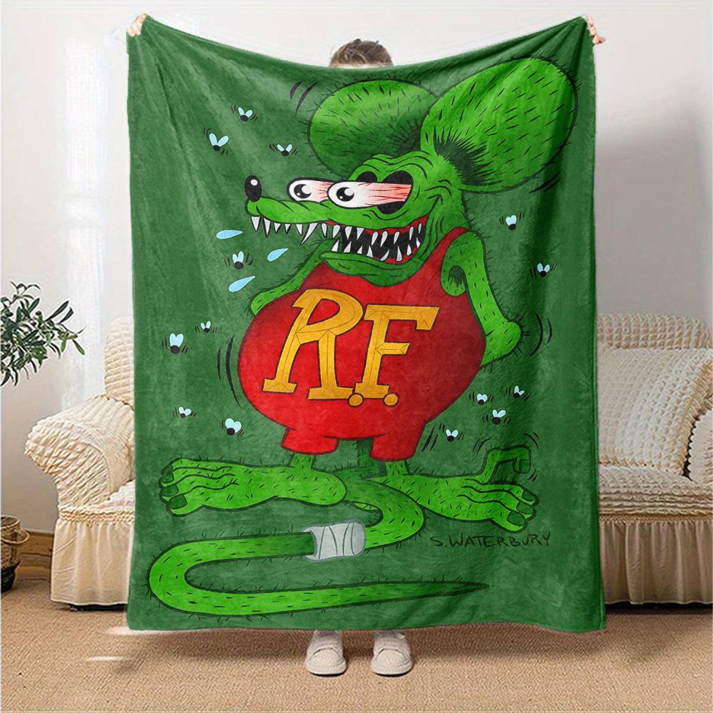 1pc Rat Fink Throw Blanket Soft Flannel, Cozy All Season Polyester Perfect for Home, Office