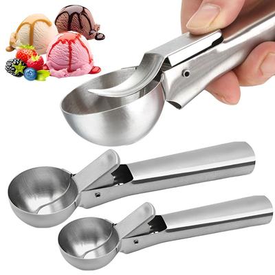 1pc Stainless Steel Trigger Ice Cream Scoop, Easy Release Ice Cream Scooper for Cookie Dough, Melon Ball YMY