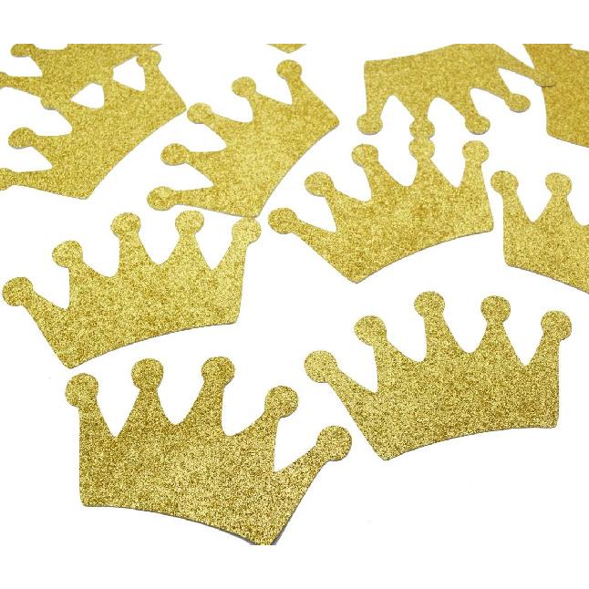 Crown Confetti 12pcs 4.7 inches Centerpieces for Baby Shower Decorations Birthday Party Supplies 1st Birthday Table Decor (Gold Glitter)