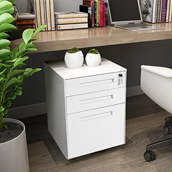 Modern White/Black File Cabinet Storage Container with 3 Drawers Office Decor