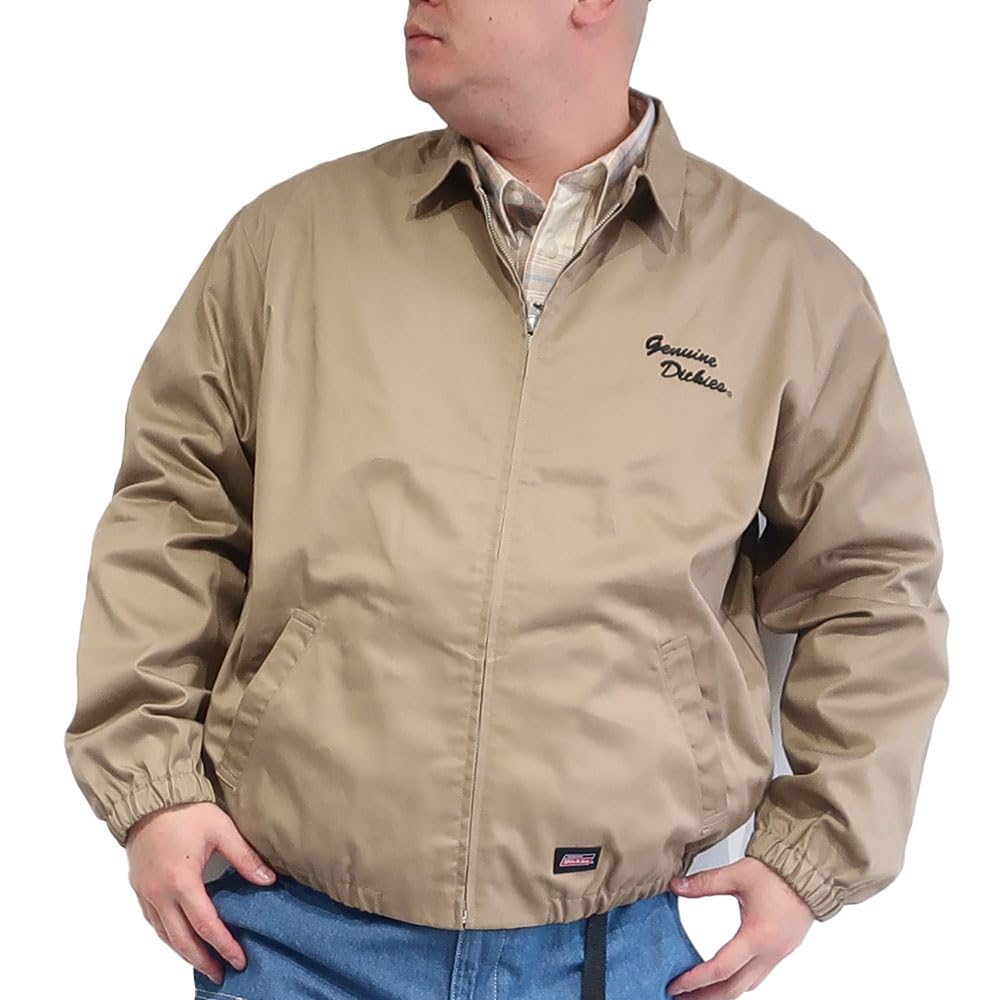 Men's Dickies Full-Zip Drizzler Blouson In TC Twill, Sizes M, L, XL, Beige, Charcoal, and Black (Product Code: 10001813) (JP, Alphabet, L, BEIGE)