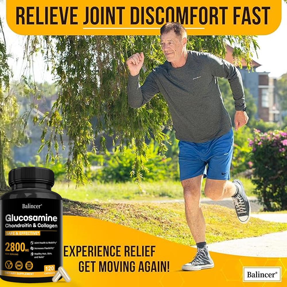Glucosamin Nahrungsergänzungsmittel, Mit Chondroitinsulfat, Kollagenpeptid, 120 Kapseln