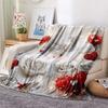 Red and White Roses Print Flannel Blanket, High Quality Comfortable for All Seasons, Home Decor, Warmth and Comfort, Perfect for Christmas Gifts