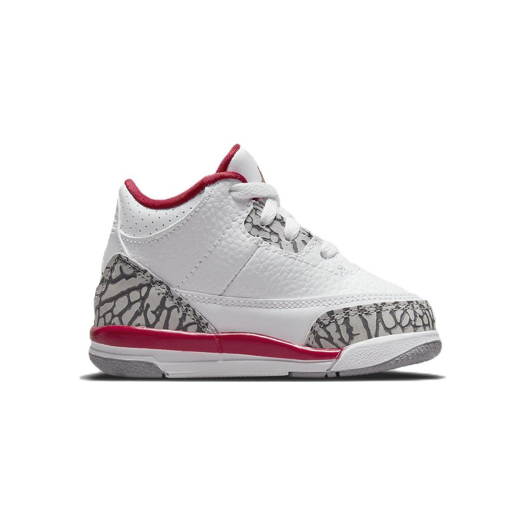 Air Jordan 3 Retro TD Cardinal Red Baby Sneakers White Light-Curry Cement-Grey 832033-126