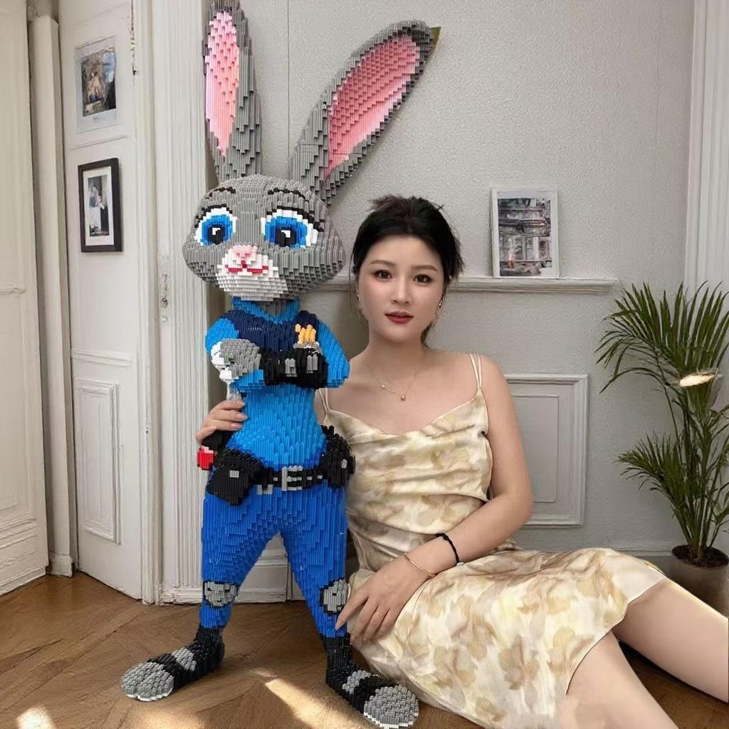92cm Anime Judy Fox Nick Miniature Building Blocks Cartoon Zootopia 2 Model Ornament Toy Adult Children Surprise Gift