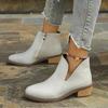 Large size side zipper pointed Chelsea boots autumn new square heel short women's boots women's