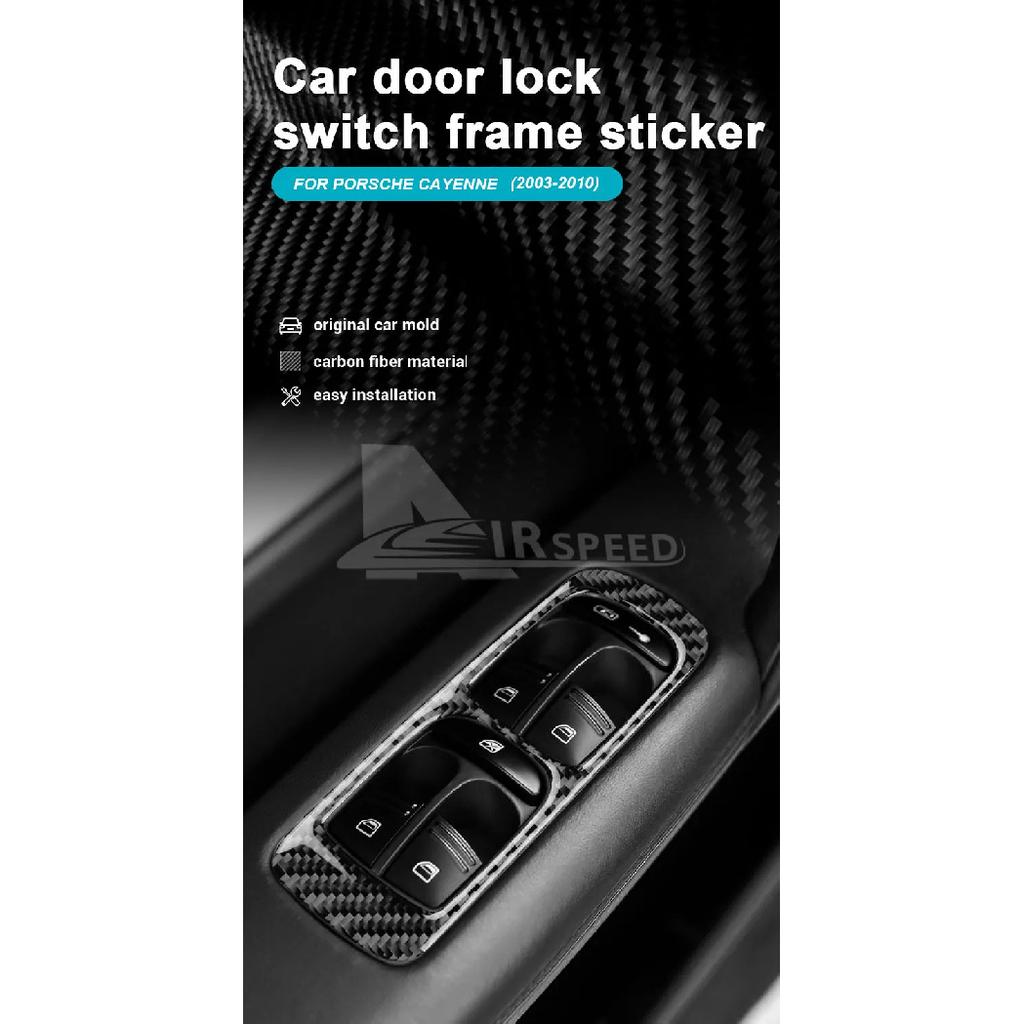 Real Soft Carbon Fiber Sticker For Porsche Cayenne 2003 2004 2005 2006 2007 2008 2009 2010 Window Lifting Button Frame Panel