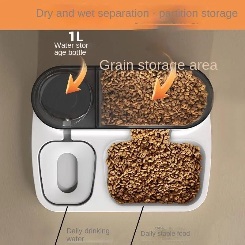 Large Capacity Automatic Cat Food Dispenser Drinking Water Bowl Pet Supplies Wet and Dry Separation Dog Food Container Dispenser