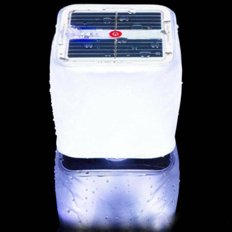 Solar Power Inflatable Camping Lights Outdoor LED Lamp Frosted RGB/Warm Square Solar Panel Shed Light Emergency Hiking Lighting