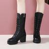 Women's Boots Hot Top 2024 Chunky Platform Pu High Heels Retro Punk Increasing Long Warm Winter Super Star Non Slip Rain Shoes