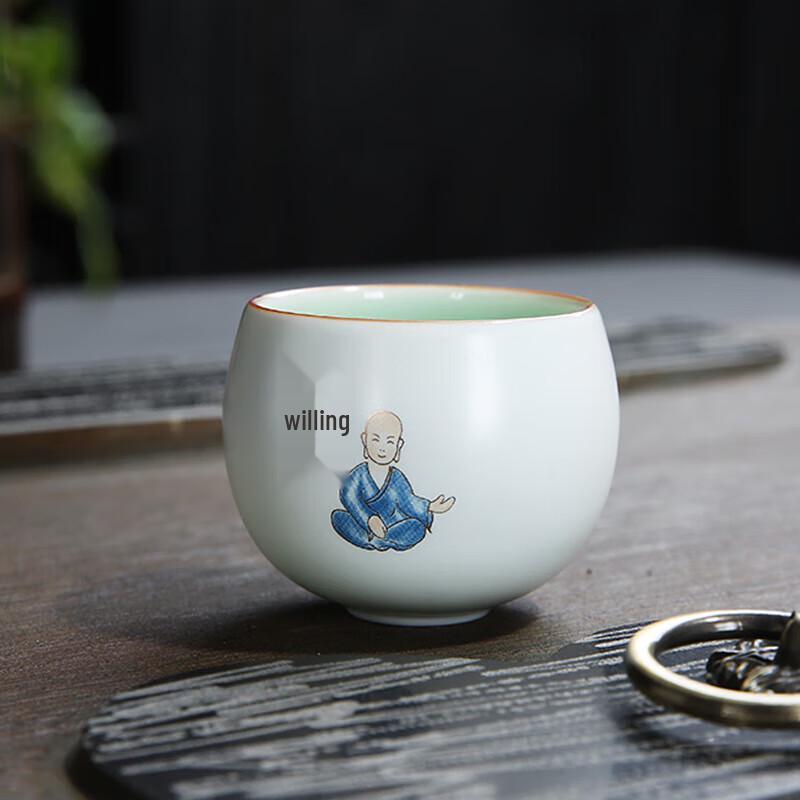 Cha Xun Little Monk Matte Ding Kiln Ceramic Tea Cup