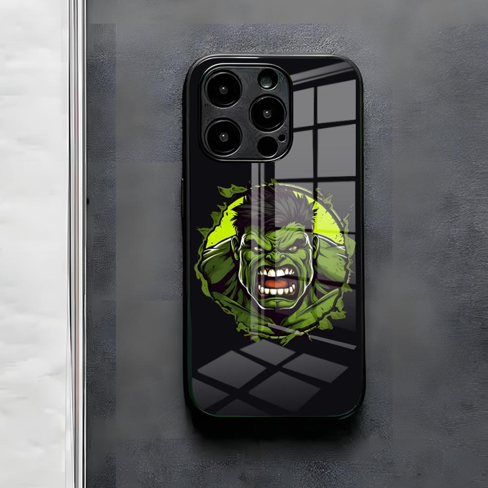 Superhero H-Hulk Phone Case For IPhone 17 Air 16 E Pro Max 15 14 13 Mini 12 Pro 11 Max Plus Black Glass Cover