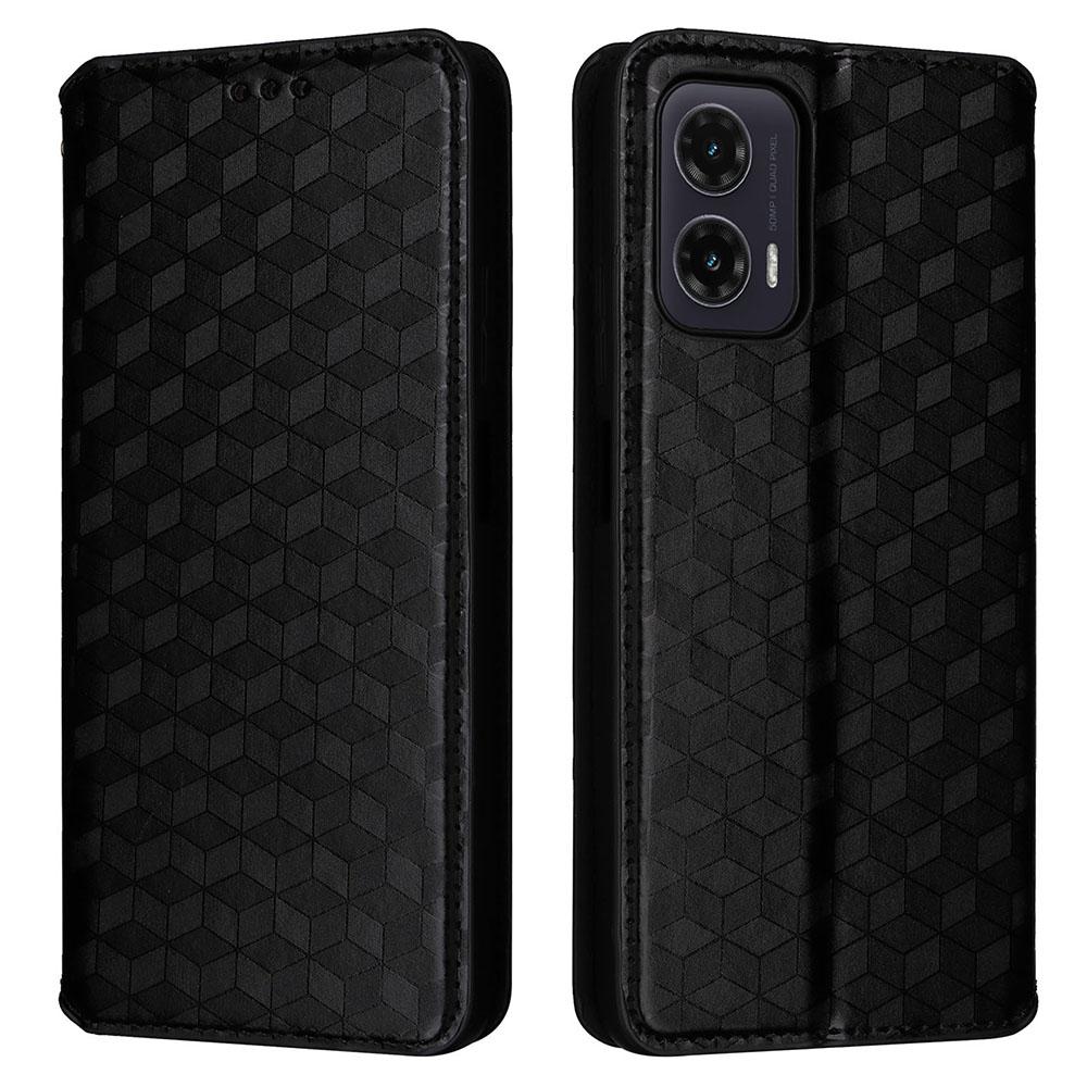 For Motorola Moto G35 5G Wallet Case Rhombus Imprinted Leather Phone Cover