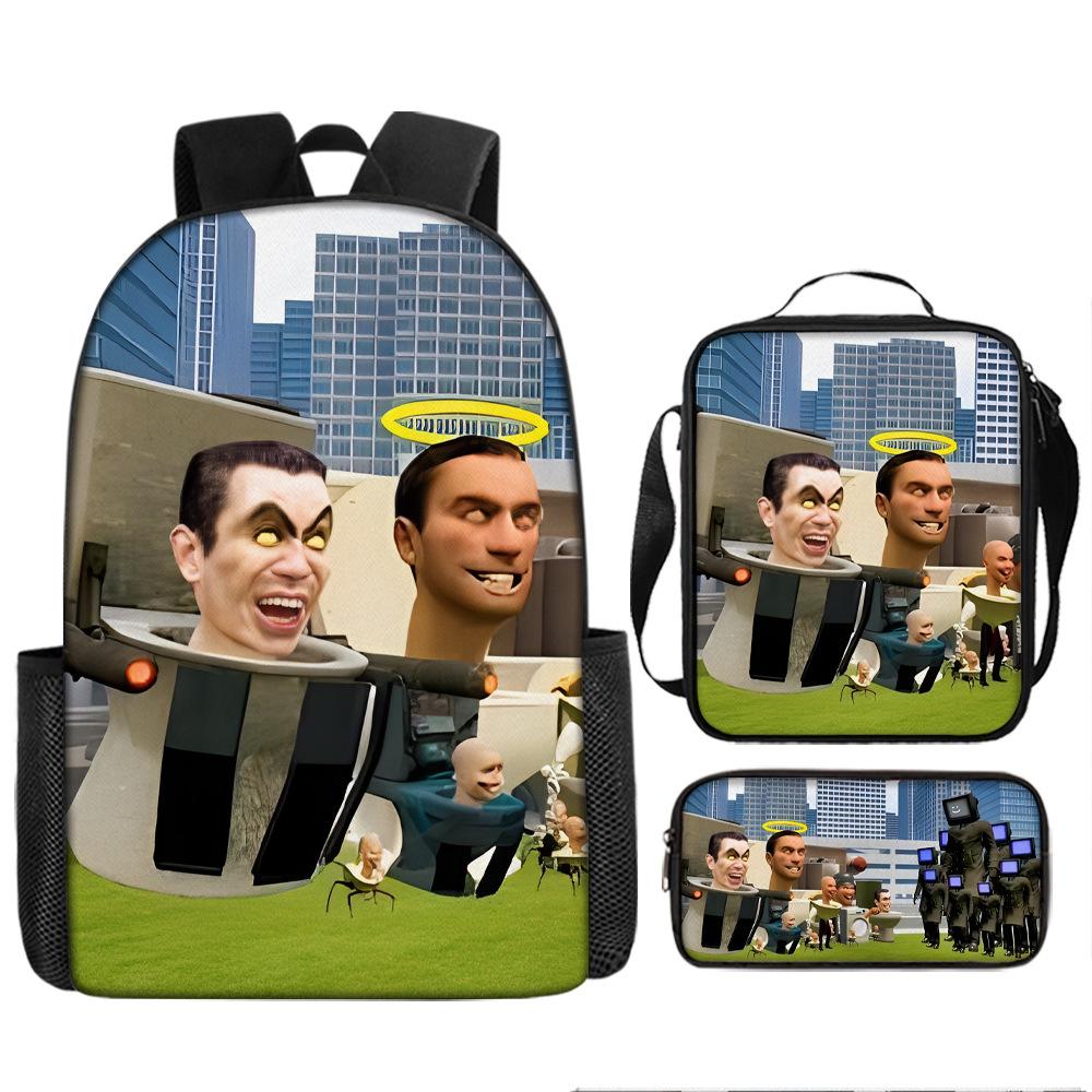 Toilet Man Spoof Schoolbag New Pupil Backpack Satchel Pencil Case