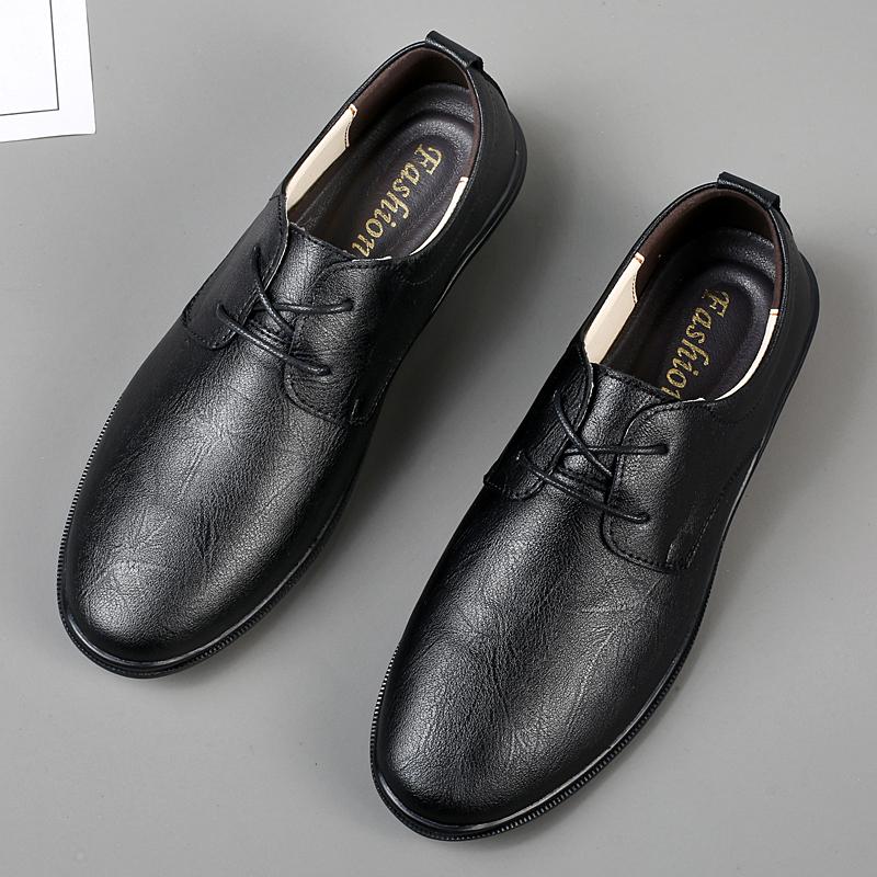 FashionMen's Genuine Leather Shoes Soft Sole Loafers Versatile Flat Shoes Retro Brown Men's Business Shoes Simple Commuting Shoes