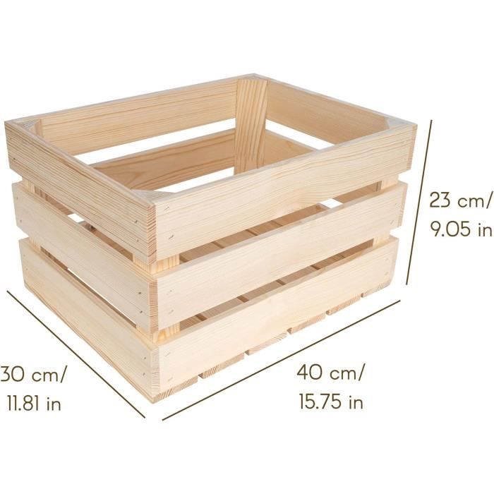 Boîte de rangement - CREATIVE DECO - 40 x 30 x 23 cm - Bois naturel - Vintage - Cagette en bois