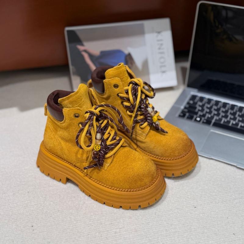 

Leather Martin boots women s early autumn new thick-soled versatile western denim casual versatile 35 жовтий