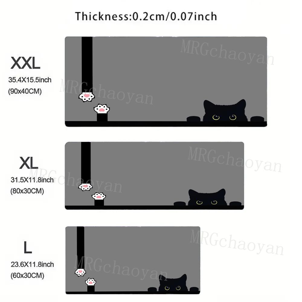 Black Cat Kawaii Mouse Pad White Deskmat Minimalistic Gaming Laptop Large Mousepad Anime Office Carpet Gamer Keyboard Mouse Mats