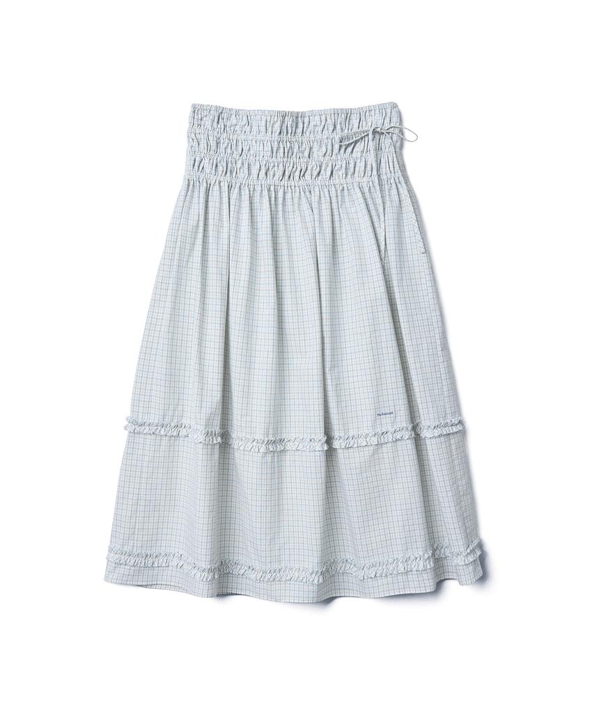 Tudment Check Tiered Skirt_Ivory