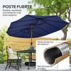 Double Garden Umbrella 4.7x2.8 M With Base Included Crank Sandbags UV Protection Waterproof Dark Blue