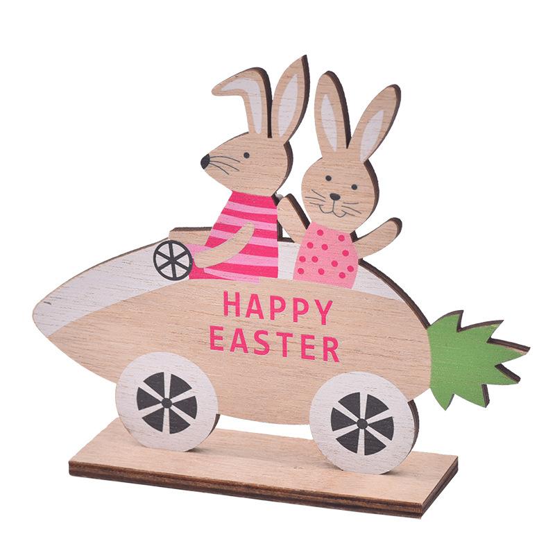 

New Styles, Easter, Wooden Crafts, Rabbit Carrot Cart, Easter Rabbit Riding Bike, Wooden, Decorative Ornaments
