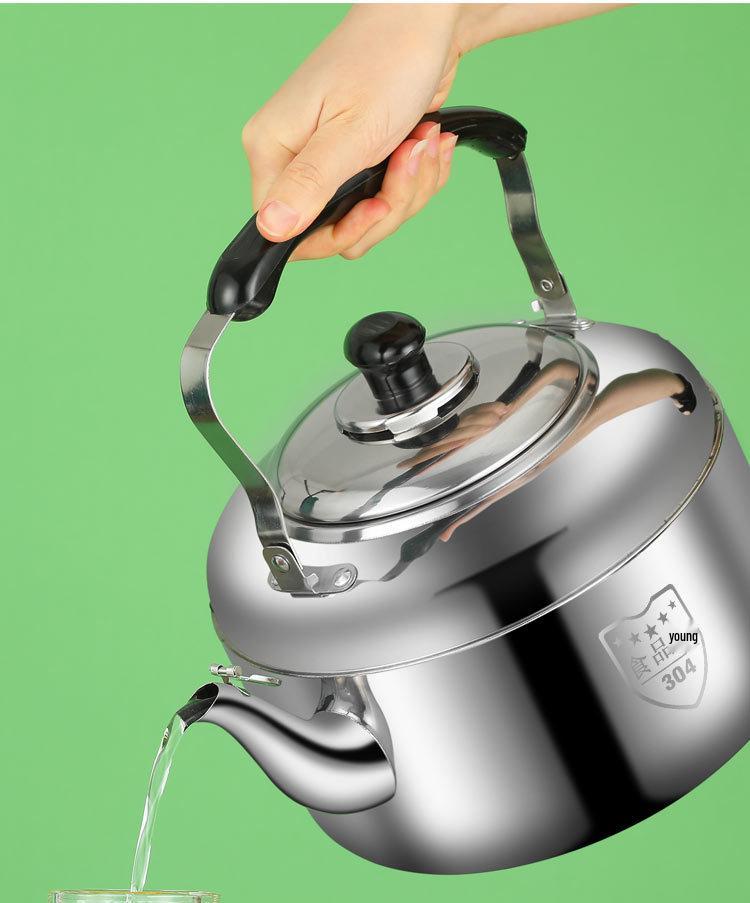 Large Capacity Stainless Steel Whistling Kettle - Thickened for Household or Commercial Use On Gas Stoves