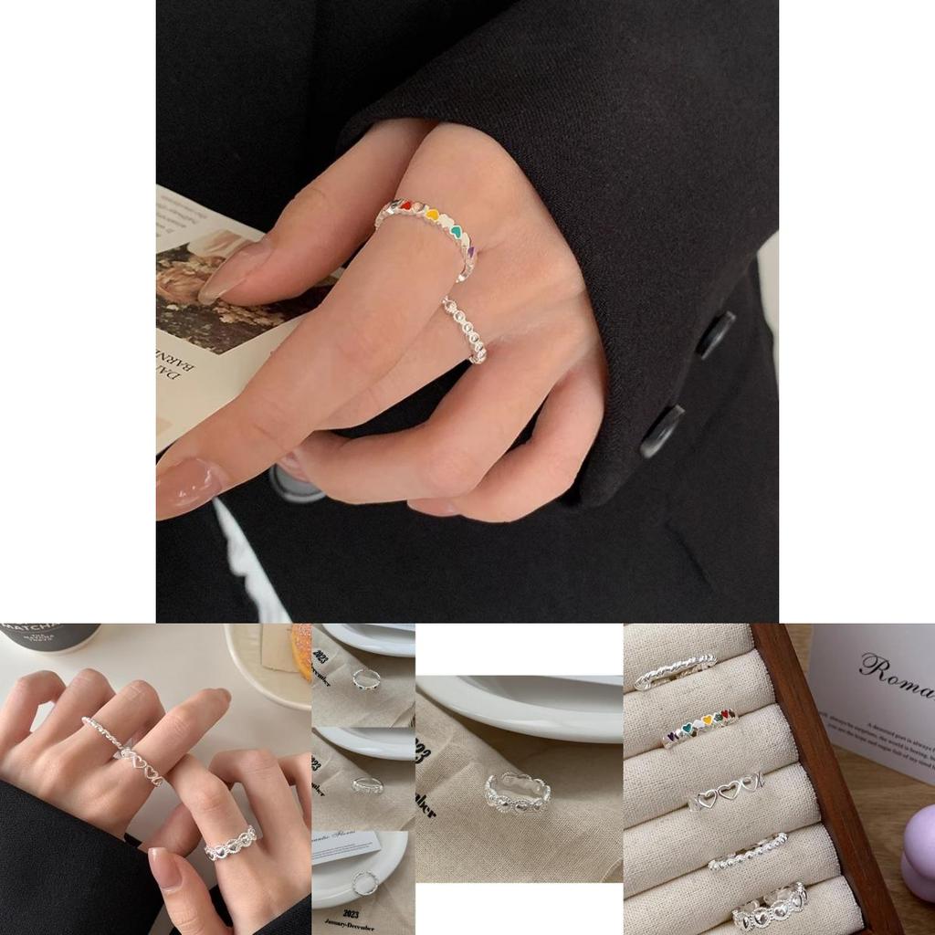 Exquisite Heart Ring For Women Adjustable Open Design Trendy Korean Style Fashion Jewelry