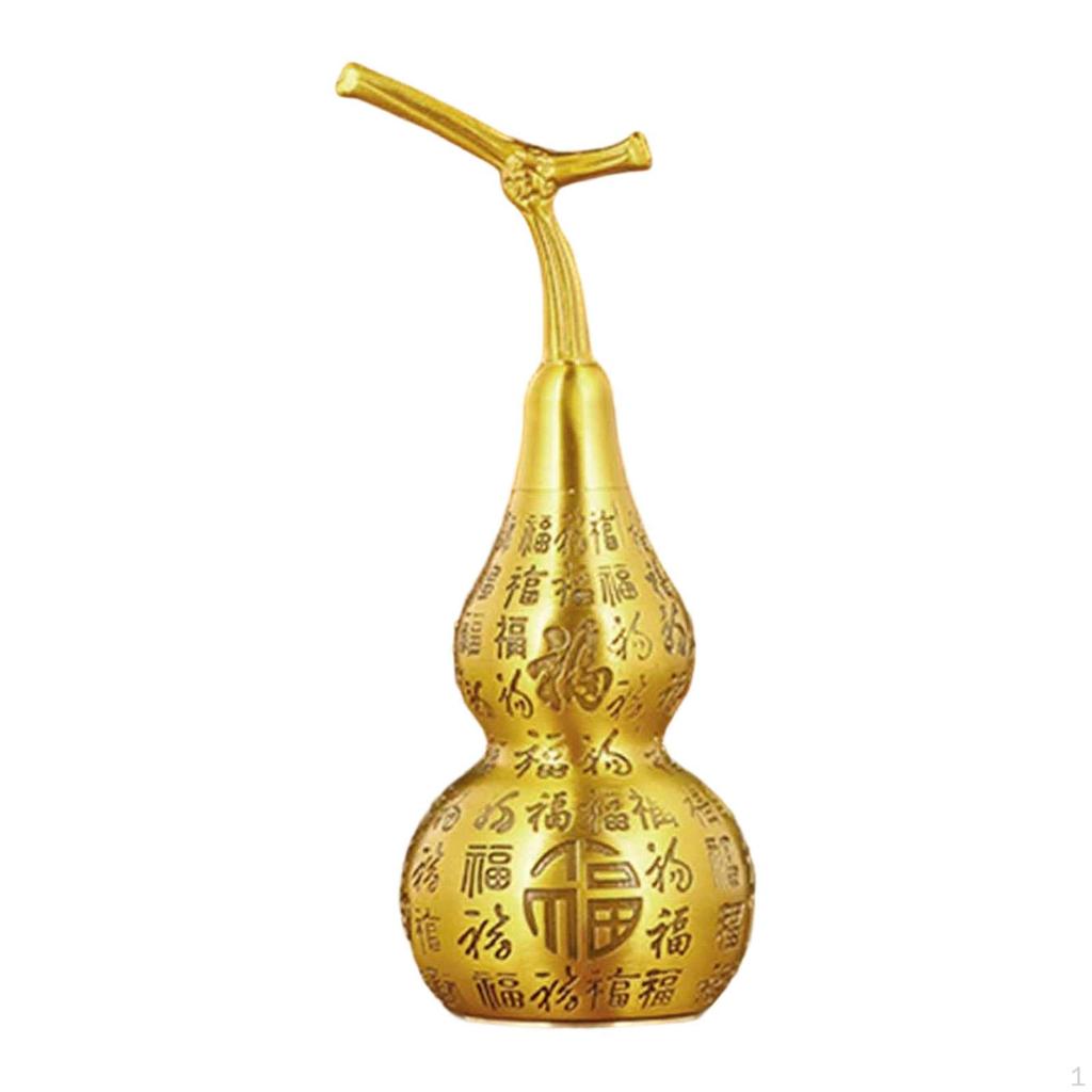 Brass Gourd Figurine, Chinese Motif, Table Ornament, Collectible Ideal for Living Room,