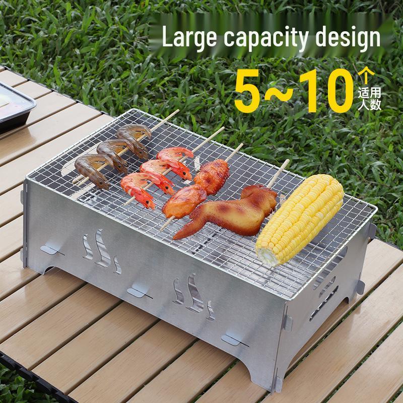 Bärbar utomhusgrill: Kompakt kolgrill för kött & fisk