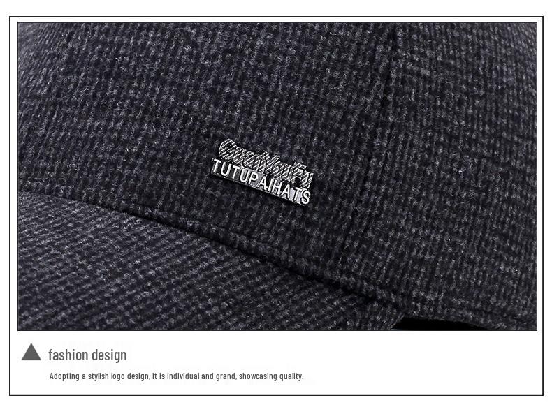 Gorra de Béisbol de Lana Cálida para Hombre Otoño/Invierno con Protección para las Orejas