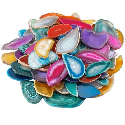 1Pcs Natural Agate Polished Irregular Crystal Slice Stone Green, Black, Blue, Purple, Yellow Diy Pendant Jewelry Accessories