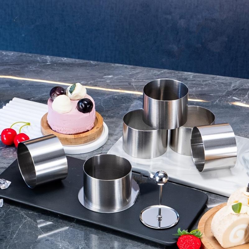3er Set Kuchenringformen mit Stoßer, Edelstahl-Kuchenringe, Mousse-Ringe, Reisbällchen-Formen, Backwerkzeuge, Küchenhelfer, Küchenzubehör
