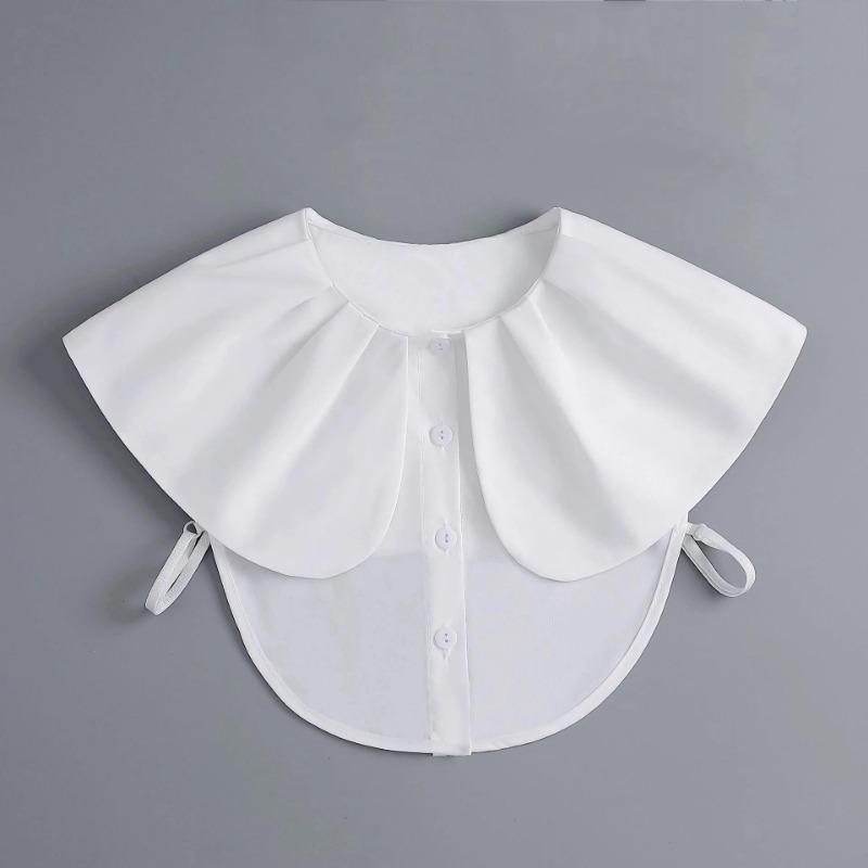 New Women White Lace Fake Collar Vintage Shirt Detachable Collar Front Tie Men Lapel Blouse Top Sweater Cotton False Collars