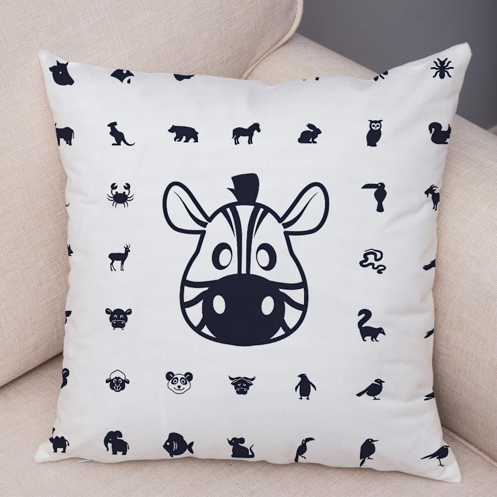 Cute Animal Silhouette Pattern Double Sided Printed Cushion Cover Soft Home Decor Pillowcase