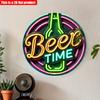2D Flat 20*20cm1pc Vintage Beer Time Neon Ornament Signage, Good Quality Wall Art Plaque for Bars, Cafes, Bedroom Adorn, Good Quality Housewarming