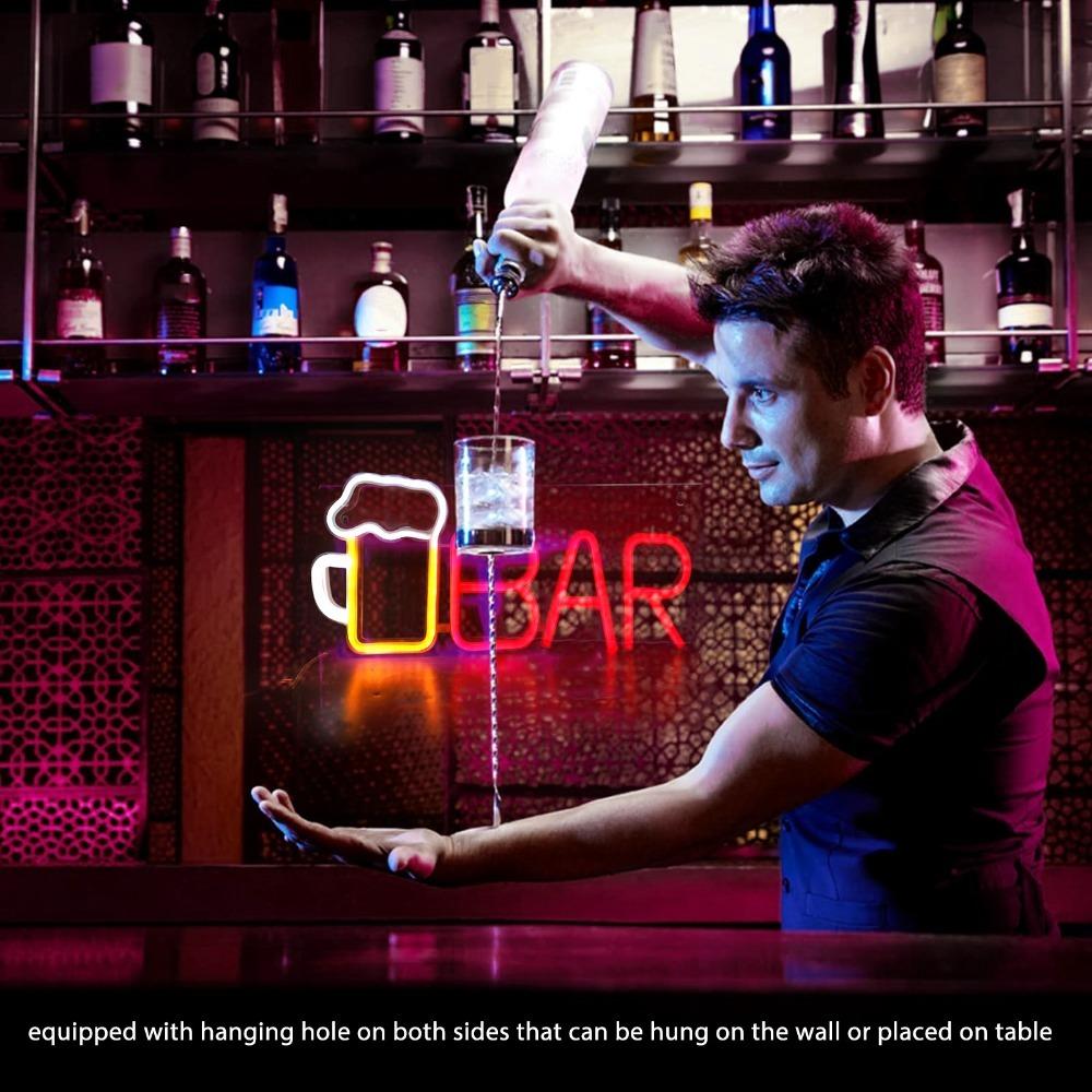 Beer Bar Shaped LED Neon Sign USB or Battery Powered LED Sign High Safety Neon Sign Bedroom