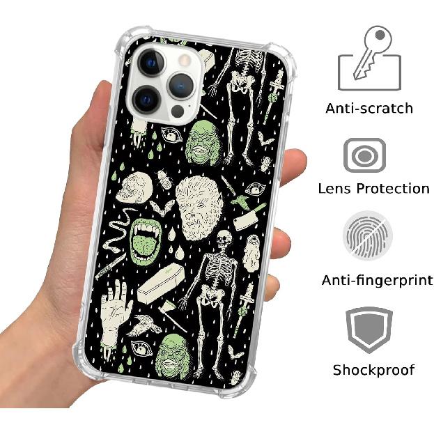 Witchy Skull Art Case Compatible with iPhone 14 Pro Max, Aesthetic Dark and Green Witchcraft Skeleton Bones Case for iPhone 14 Pro Max, TPU Bumper