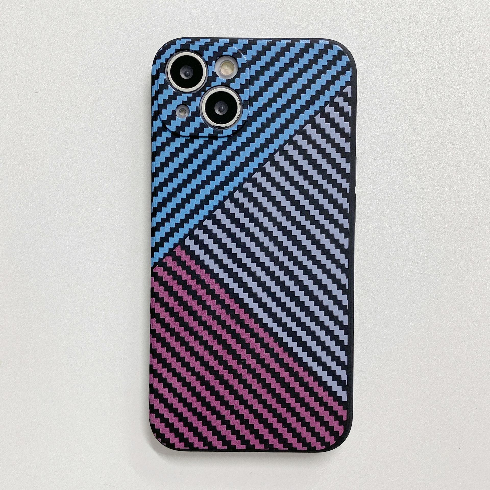 

Контрастный цвет полосы из углеродного волокна Подходит для чехла для мобильного телефона iPhone 15 Мягкий чехол 11/12 Мужской всесторонний защитный чехол Apple 14