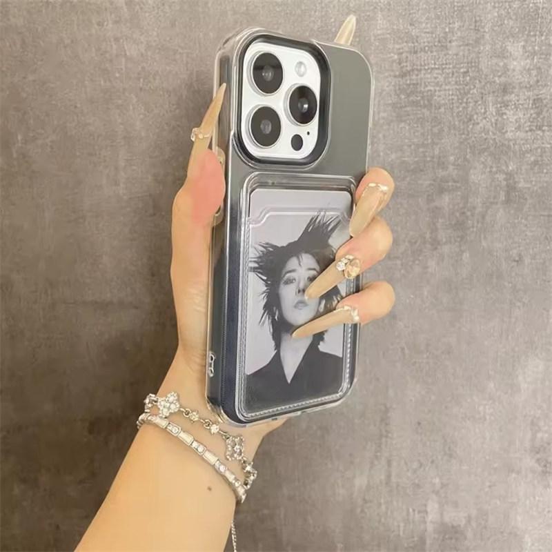 Candy Transparent Soft Silicone+PC Card Slot Case For iPhone 17 Air 16E 15 14 13 12 11 Pro Max Luxury Jelly Wallet Bumper Cover