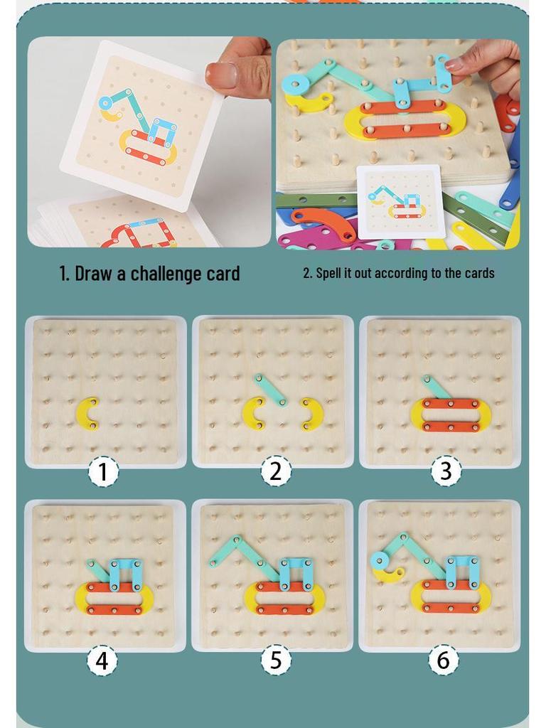 Montessori Shape-Changing Pegboard Puzzle for Kids