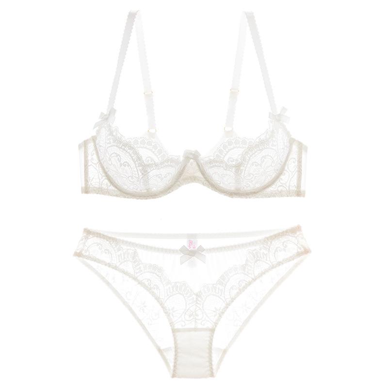 Set Sutiene Dantelă Ultra-Subțire: Sexy, Respirabil, Design cu Sârmă cu Fundă