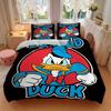 3pcs Angry Donald Duck Printed Quilt Set, Includes 1 Quilt Cover and 2 Pillowcases, Machine Washable, Suitable for All Seasons.W002